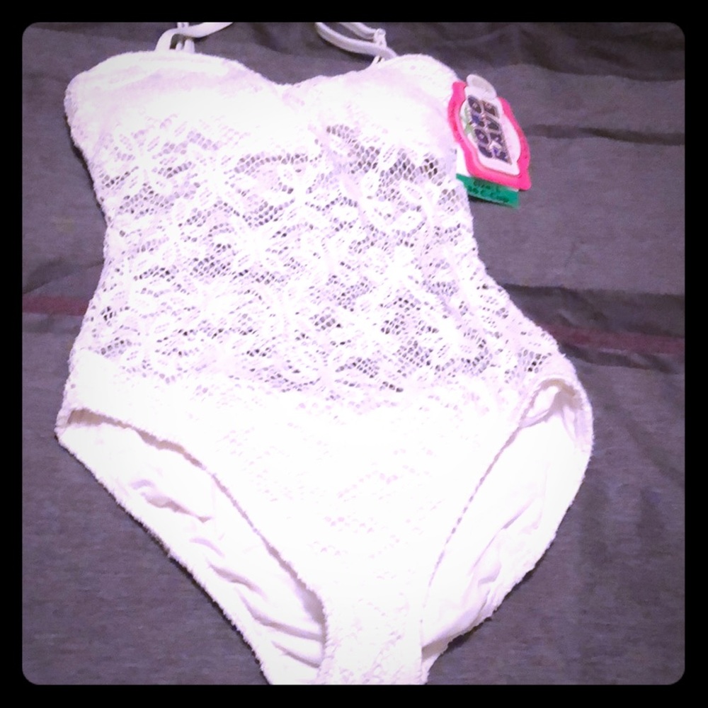White lace bathing suit